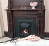 View of the bathroom fireplace